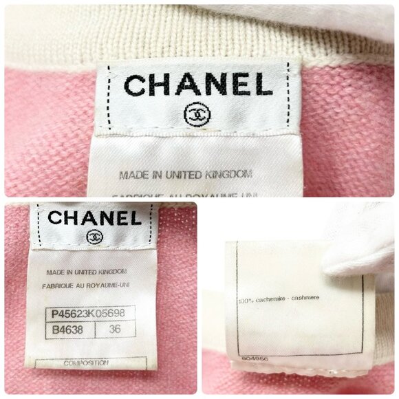 CHANEL Vintage 13P CC Logo Knit Cardigan Sweater Top #36 Pink Cashmere [105656] - Picture 12 of 12
